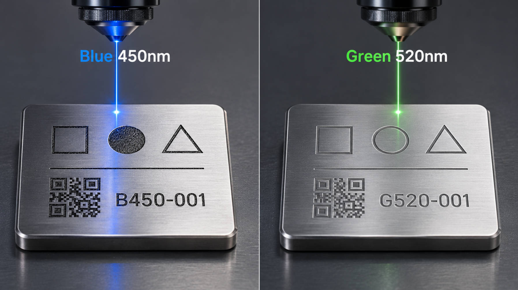 Laser Azul (450nm) vs Laser Verde (520nm): Qual &eacute; melhor para marca&ccedil;&atilde;o de metal?