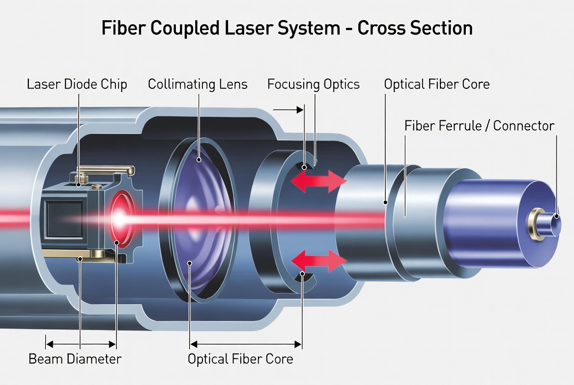 Laser acoplado a fibra versus diodo laser pigtailed: o que oferece melhor entrega de feixe?
